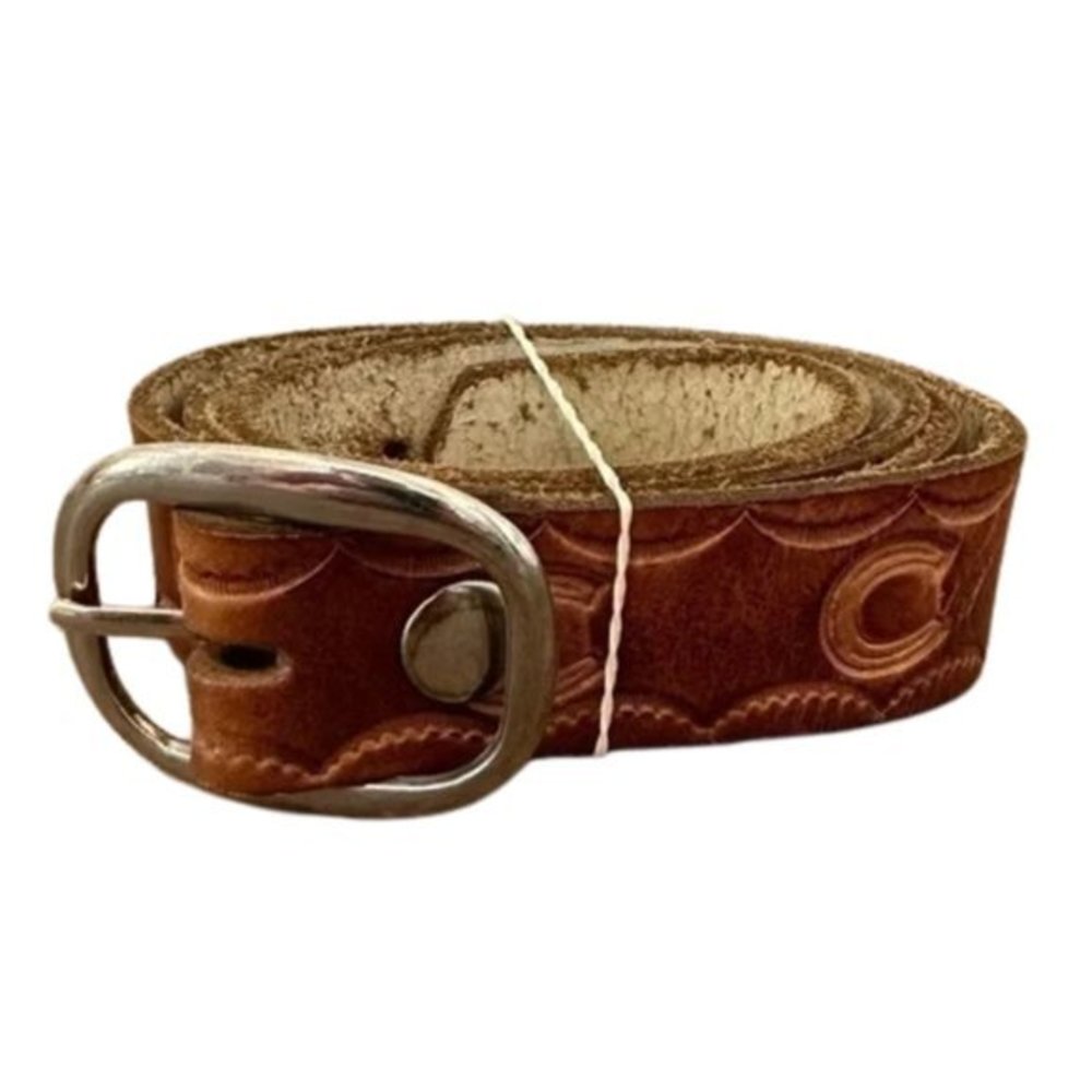 Small custom horseshoe leather belt